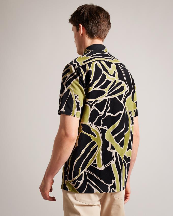 Chemises Ted Baker Short Sleeve Abstract Print Noir Homme | DZS-49413521